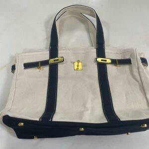 Elegant Cream and  navy Tote Bag